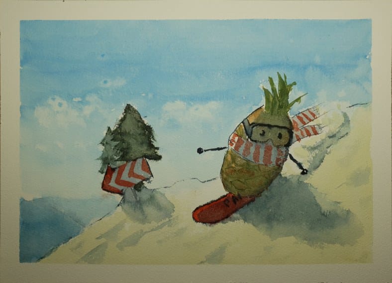 Snowboarding pineapple
